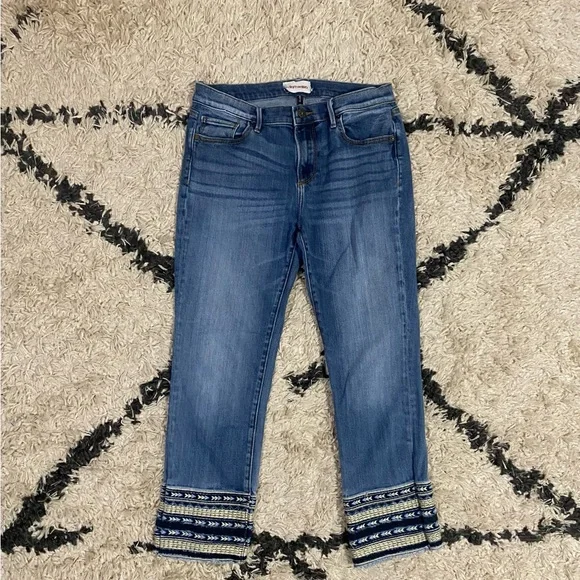 Driftwood Colette Straight Leg Embroidered Hem Jeans - Picture 8 of 10